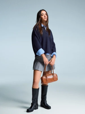 Bershka Sweter Z Kołnierzykiem Typu Polo Kobieta Niebieski