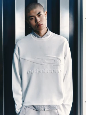 Bershka Sweter Z Okrągłym Dekoltem Out Of Core Mężczyzna Biały