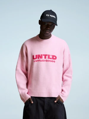 Bershka Sweter Z Żakardowym Nadrukiem Mężczyzna Różowy