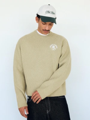 Bershka Sweter Z Żakardowym Nadrukiem Mężczyzna Zielony