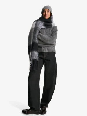 Bershka Szal W Kratę Kobieta Czarny