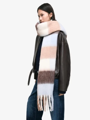 Bershka Szal W Kratę Kobieta Piaskowy