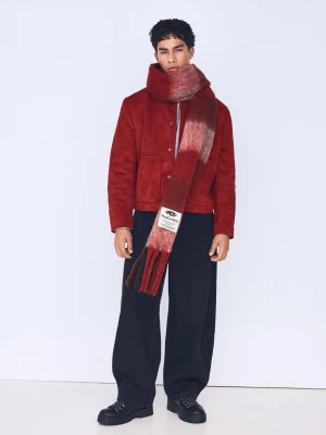Bershka Szalik W Kratę Mężczyzna Czerwony