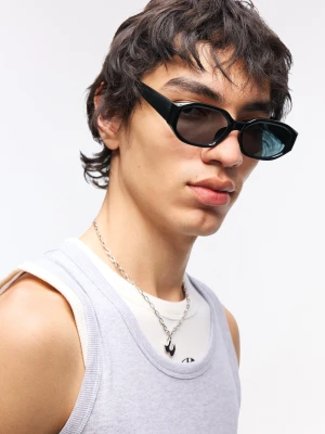 Bershka Sześciokątne Okulary Przeciwsłoneczne Mężczyzna Czarny