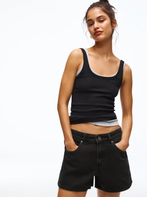 Bershka Szorty Jeansowe 90S Kobieta Czarny