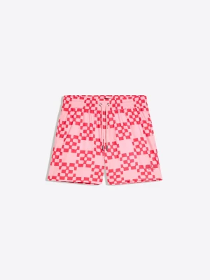 Bershka Szorty Kąpielowe Boxy Z Nadrukiem Mężczyzna Różowy