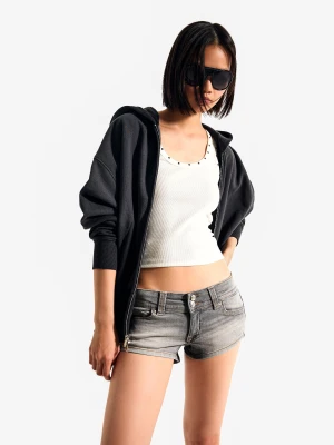 Bershka Szorty Mini Denim Kobieta Szary