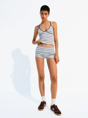 Bershka Szorty Z Podwiniętym Pasem Kobieta Jasnoniebieski