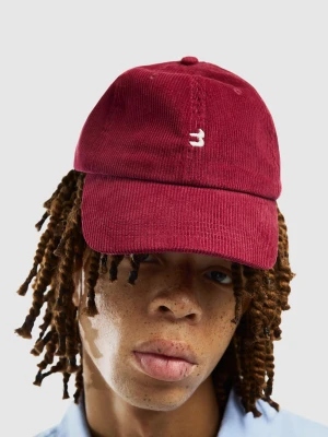 Bershka Sztruksowa Czapka Z Haftem Mężczyzna Bordowy
