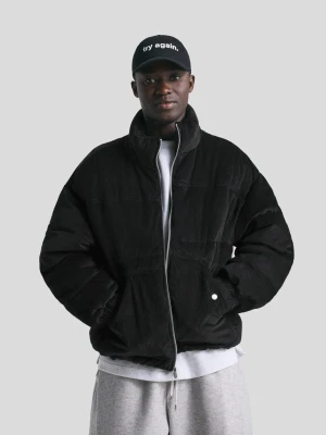 Bershka Sztruksowa Pikowana Kurtka Mężczyzna Czarny