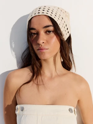 Bershka Szydełkowa Bandana Do Włosów Kobieta Kremowy