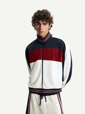 Bershka Techniczna Bluza Sportowa Na Suwak Mężczyzna Biały Złamany