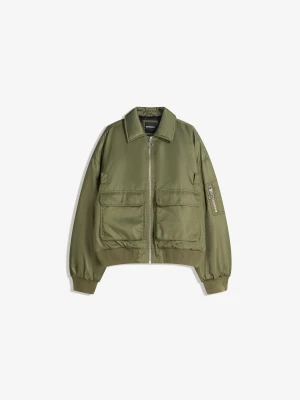 Bershka Techniczna Kurtka Bomber Mężczyzna Khaki