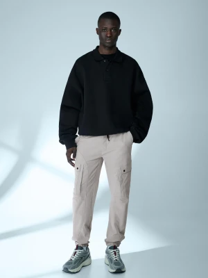 Bershka Techniczne Spodnie Cargo O Kroju Slim Mężczyzna Szary