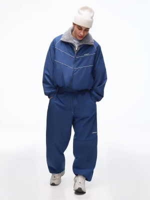 Bershka Techniczne Spodnie O Kroju Super Baggy Mężczyzna Granatowy