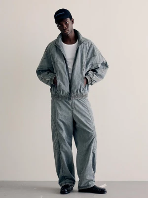 Bershka Techniczne Spodnie O Kroju Super Baggy Mężczyzna Szary