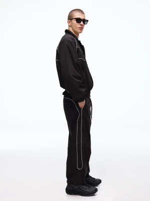 Bershka Techniczne Spodnie O Kroju Superbaggy Mężczyzna Czarny