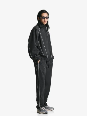 Bershka Techniczne Spodnie Sportowe O Kroju Baggy Mężczyzna Czarny