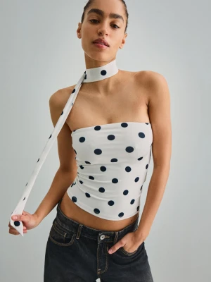 Bershka Top Bandeau Apaszka Kobieta Biały / Czarny
