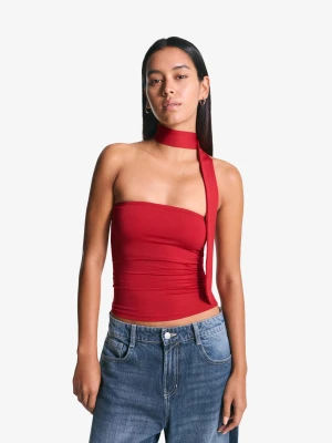 Bershka Top Bandeau Apaszka Kobieta Czerwony