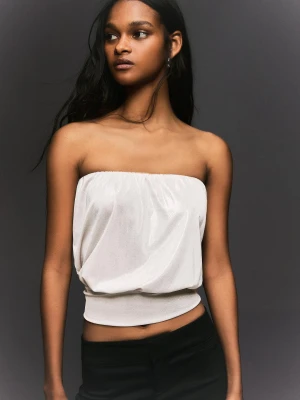 Zdjęcie produktu Bershka Top Bandeau Balonowy Krój Kobieta Kremowy
