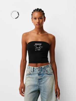 Bershka Top Bandeau Hello Kitty I Przyjaciele Kobieta Czarny