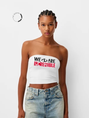 Bershka Top Bandeau Iniemamocni Kobieta Biały