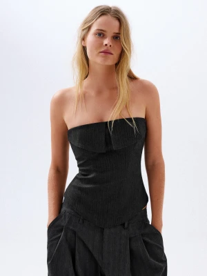 Bershka Top Bandeau Kobieta Ciemnoszary