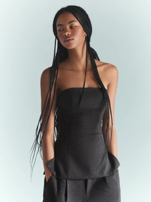 Bershka Top Bandeau Kobieta Szary