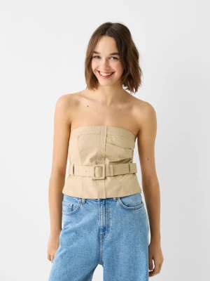 Bershka Top Bandeau Utility Kobieta Wielbłądzi