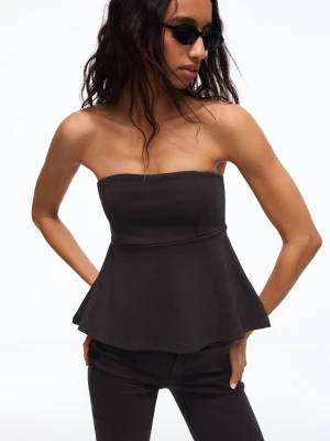 Bershka Top Bandeau Z Baskinką Kobieta Czarny