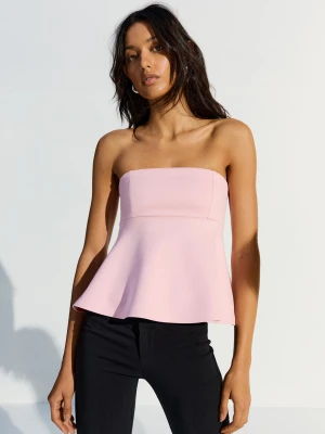 Bershka Top Bandeau Z Baskinką Kobieta Różowy