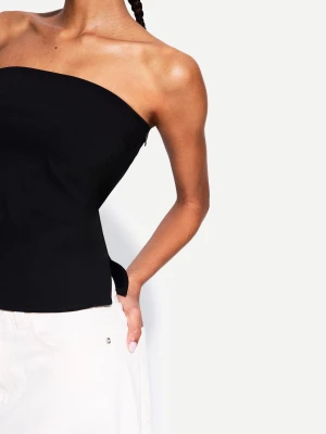 Bershka Elastyczny Top Bandeau Kobieta Czarny