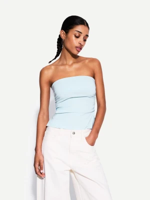 Bershka Top Bandeau Z Bengaliny Kobieta Jasnoniebieski