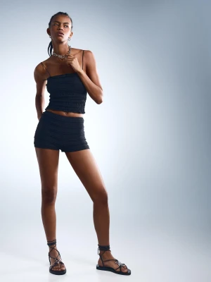 Bershka Top Bandeau Z Koronką Blonda Kobieta Czarny