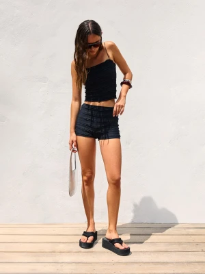 Bershka Top Bandeau Z Koronką Blonda Kobieta Czarny