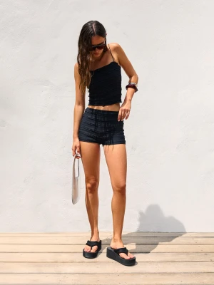 Bershka Top Bandeau Z Koronką Blonda Kobieta Czarny