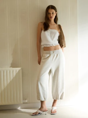 Bershka Top Bandeau Z Krepy, Marszczony Kobieta Biały Złamany