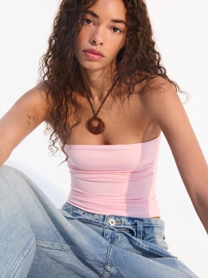 Bershka Top Bez Ramiączek Kobieta Różowy