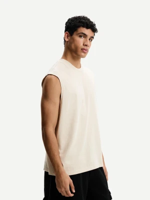 Bershka Top Bez Rękawów Mężczyzna Piaskowy