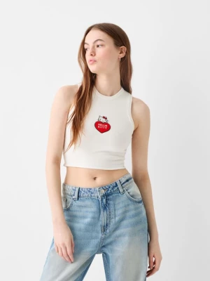 Bershka Top Bez Rękawów Z Hello Kitty Mania Kobieta Kremowy