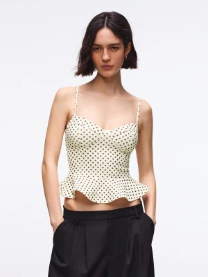 Bershka Top Gorsetowy Z Baskinką Kobieta Kremowy