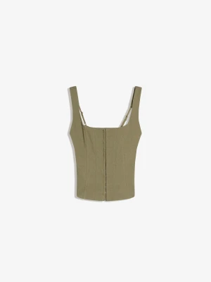 Bershka Top Gorsetowy Z Bengaliną Kobieta Khaki