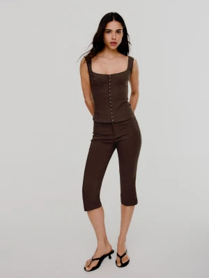 Bershka Top Gorsetowy Z Bengalinem Kobieta Brązowy