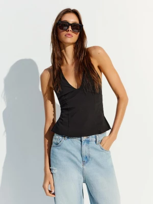 Bershka Top Halter Kobieta Czarny