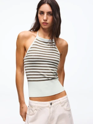 Zdjęcie produktu Bershka Top Halter W Paski Kobieta Niebieski