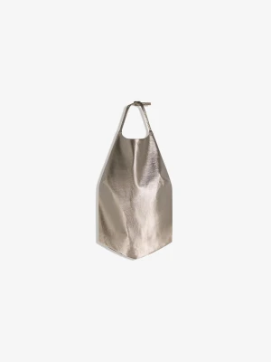 Bershka Top Halter Ze Sztucznej Skóry Kobieta Srebrny