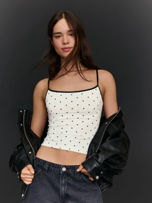 Bershka Top Na Ramiączkach Kobieta Biały / Czarny