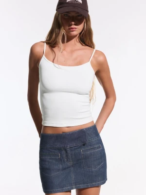 Bershka Bluzka Na Ramiączkach Kobieta Biały Złamany