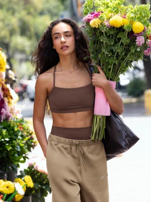 Bershka Top Na Ramiączkach Quick Dry I Breathable Kobieta Brązowy